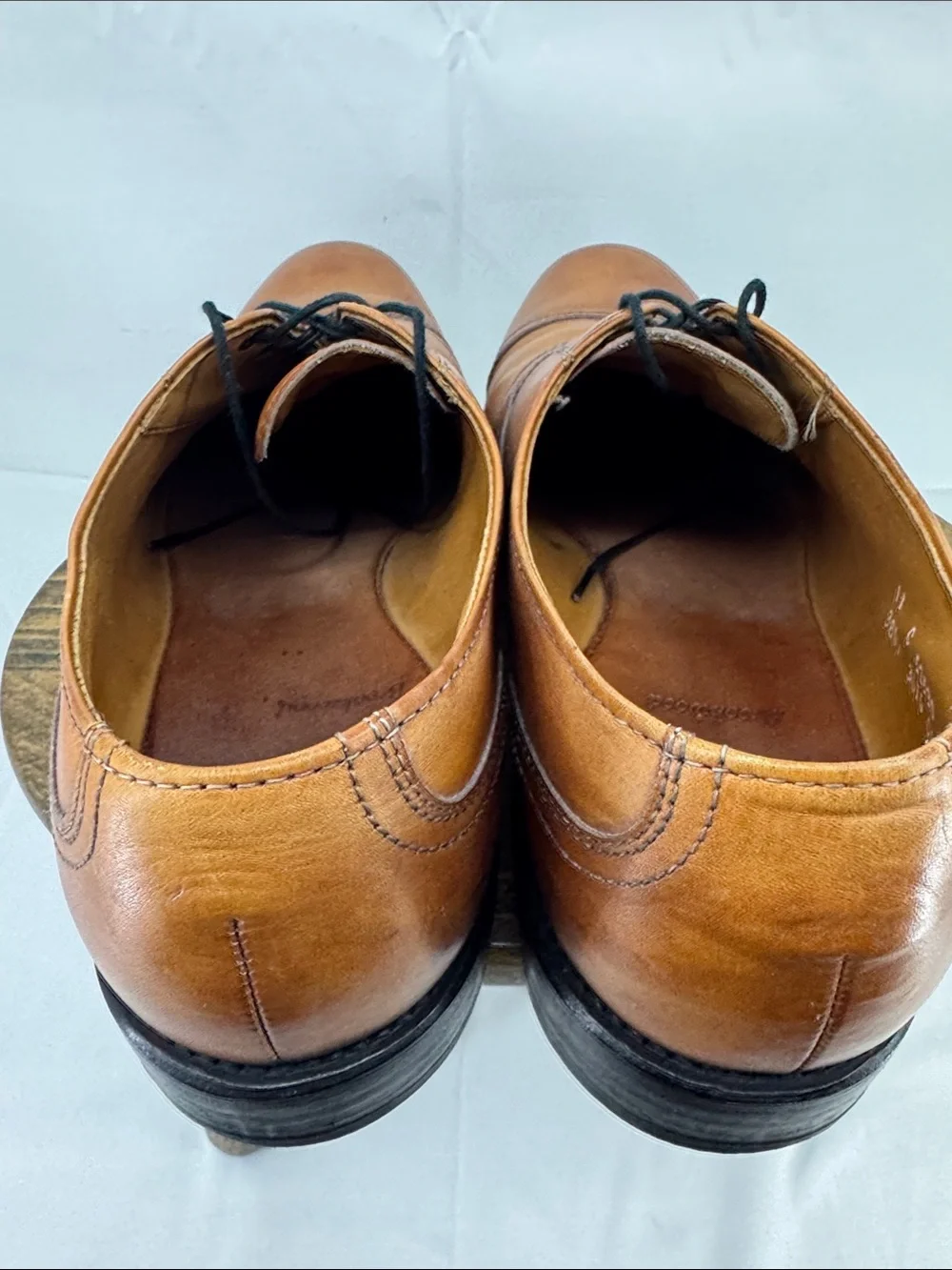 Allen Edmonds Mens Brookwood Leather Cap Toe Dress Shoes in Cognac, sz 11